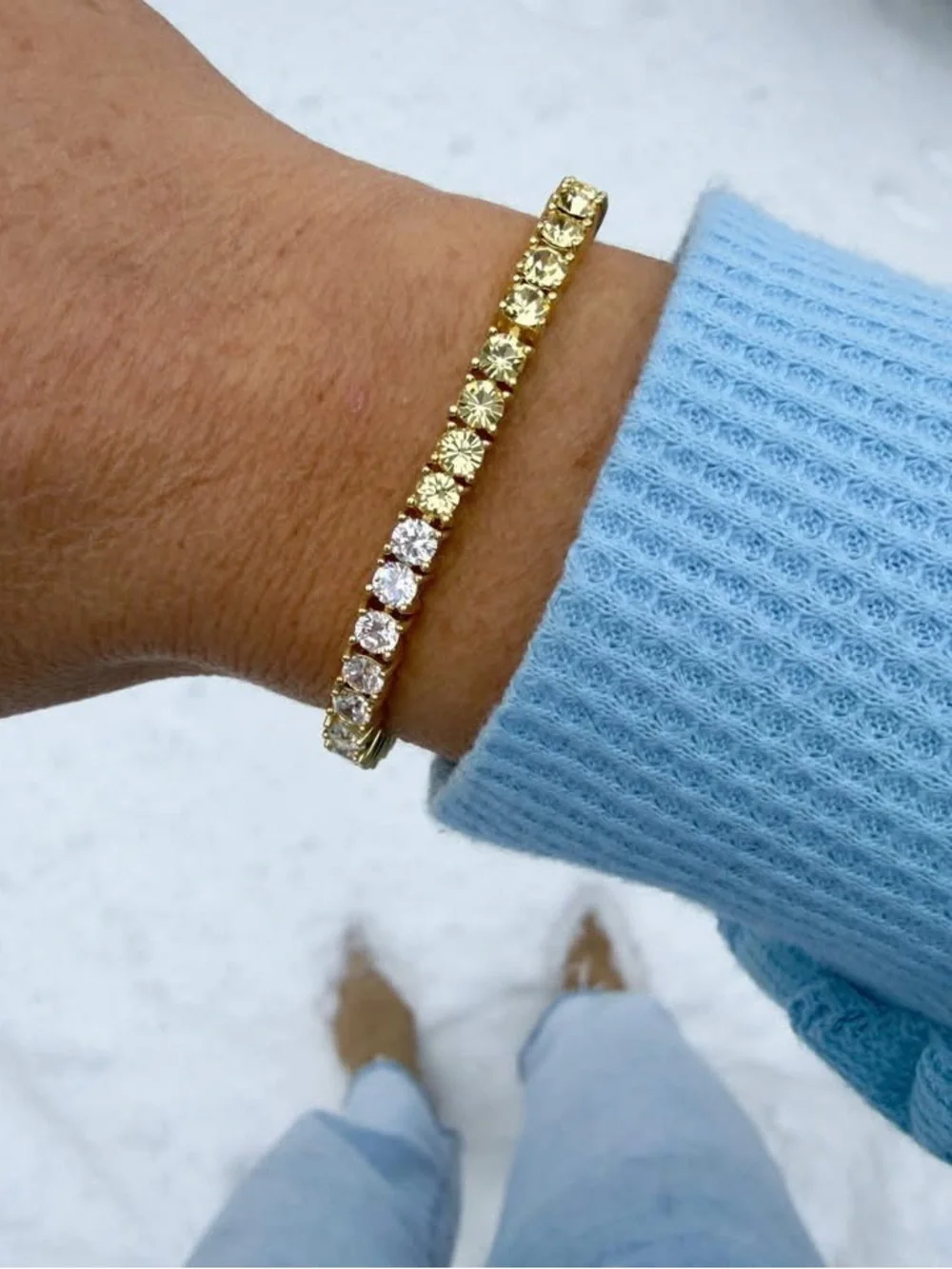 Park Lane BUTTERCUP Impression Tennis Bracelet, Yellow/Clear CZs, 7”+2”, NWT